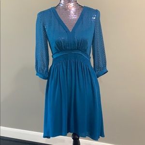 Feminine 3/4 sleeve Swiss dot dress